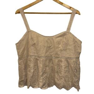 American Eagle Gauzy Cream Sleeve Top Size XL